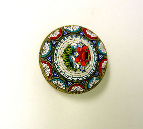 Antique Micro Mosaic Flower Brooch