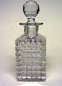 Vintage Crystal Decanter Square Block Pattern