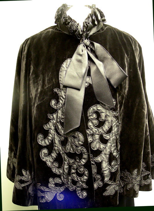 Antique Victorian Black Velvet Cape (item #1032182)