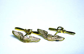 Vintage 14K Aviator Wings Cufflinks