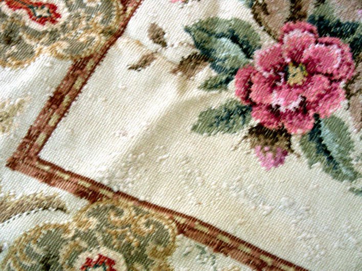 Large Chinese Needlepoint Floral Pattern Rug