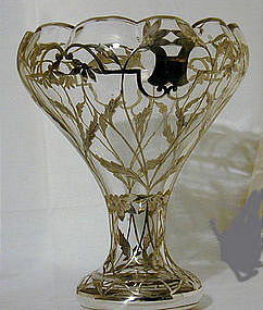 An Art Nouveau Silver Overlay Vase
