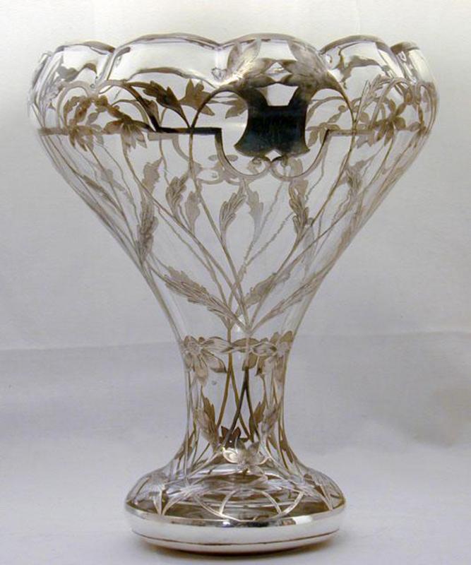 An Art Nouveau Silver Overlay Vase