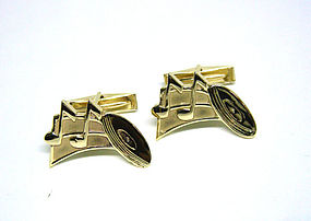 Vintage 14K Gold Musical Theme Cuff Links