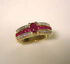14K Gold Ruby and Diamond Ring By Igor Faberge