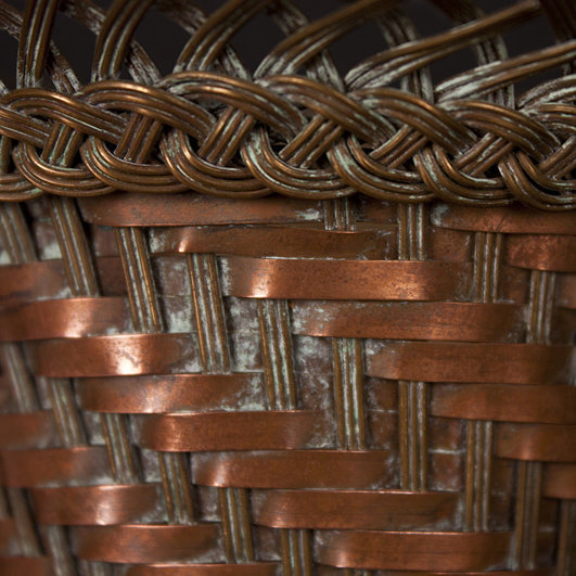 19th Century Japanese Woven Copper Ikebana Basket