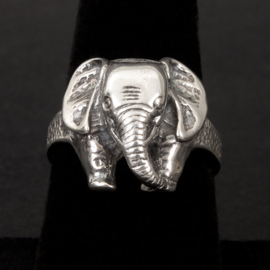Vintage Sterling Silver Elephant Head  Wrap Around Ring 16022 