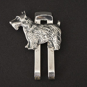 Vintage Sterling Silver Scottish Terrier Money Clip