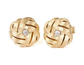 Florentine Gold and Diamond 14K Knot Cufflinks