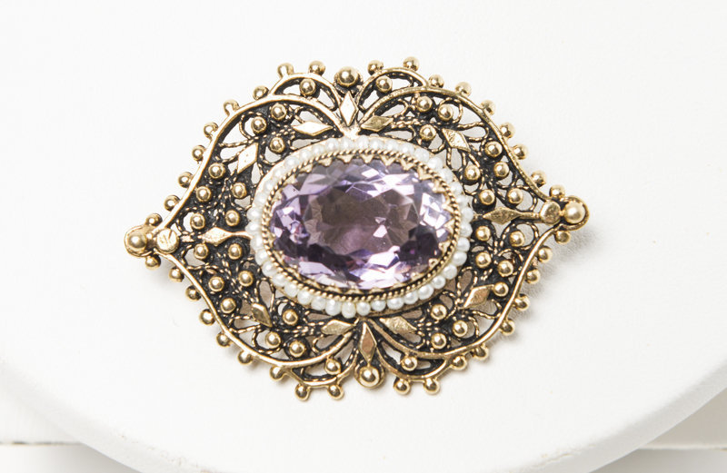 Antique Amethyst Brooch