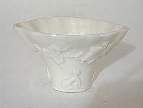Small Chinese Blanc de Chine Libation 
Cup