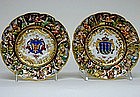 Four Capo Di Monte Armorial Dessert Plates