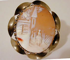 A 19th Century Victorian Shell Cameo Brooch