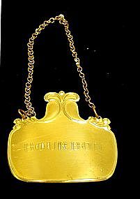 Sterling Silver and Gilt Bourbon Decanter Tag, 1940