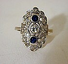 Art Deco Sapphire And Diamond Ring