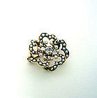 Victorian 14k Gold, Seed Pearl & Diamond heart Pin