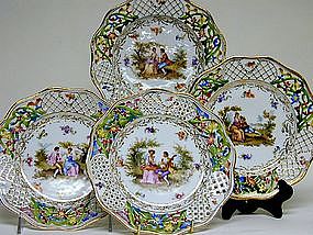 Set Of Twelve Dresden Dessert Plates