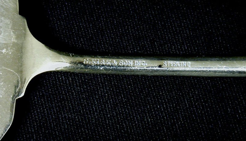 &quot;repousse&quot; Sterling Bacon Fork By Kirk, 
c1925