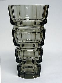 Vintage Art Deco Style Czech Smoked Glass  Vase