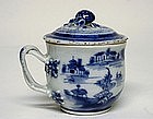 Chinese Export Blue And White Porcelain 
cup With Lid