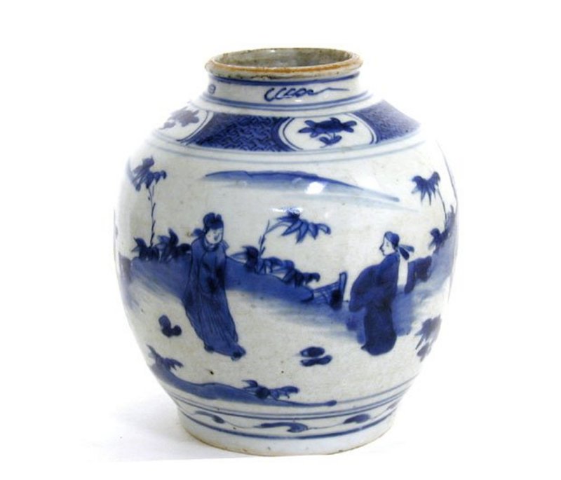 Chinese Blue And White Porcelain Ming 
style  Jar