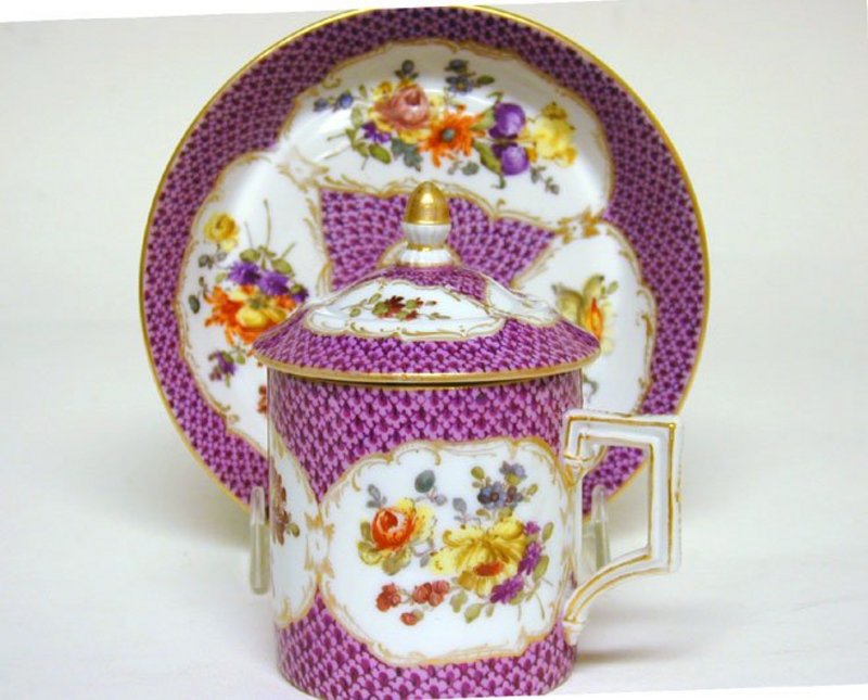 Dresden Porcelain Cabinet Cup And 
saucer, C1900