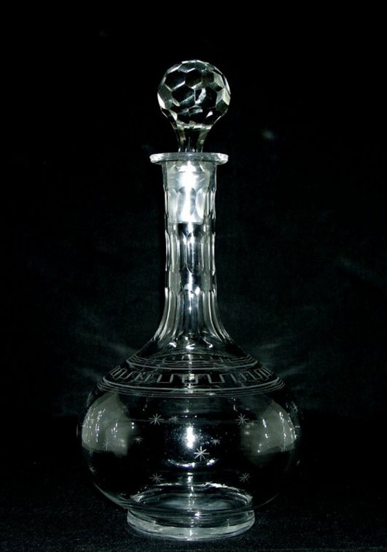 Victorian Crystal Decanter With Star And Key Pattern