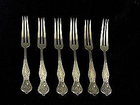 Set Of Art Nouveau Silver Strawberry 
forks, Ca.1910