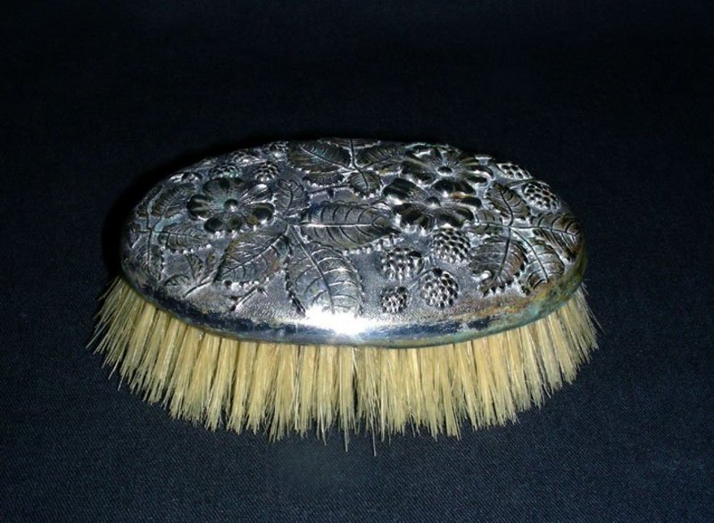 Antique Silverplate Repousse Clothes Brush