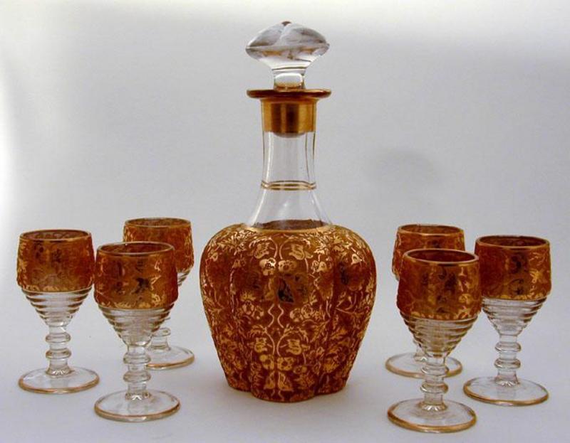 A Bohemian Glass Drinks Set
