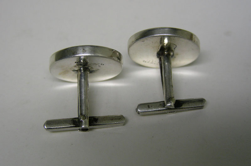 Vintage Sterling Silver Toggle Back 
cuff Links