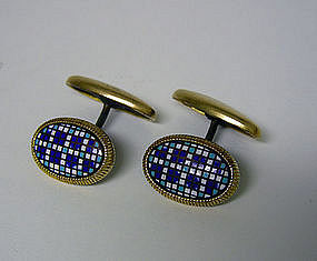 Edwardian Micromosaic Bean Back 
cufflinks