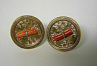 Victorian Gold And Coral Collar Buttons
