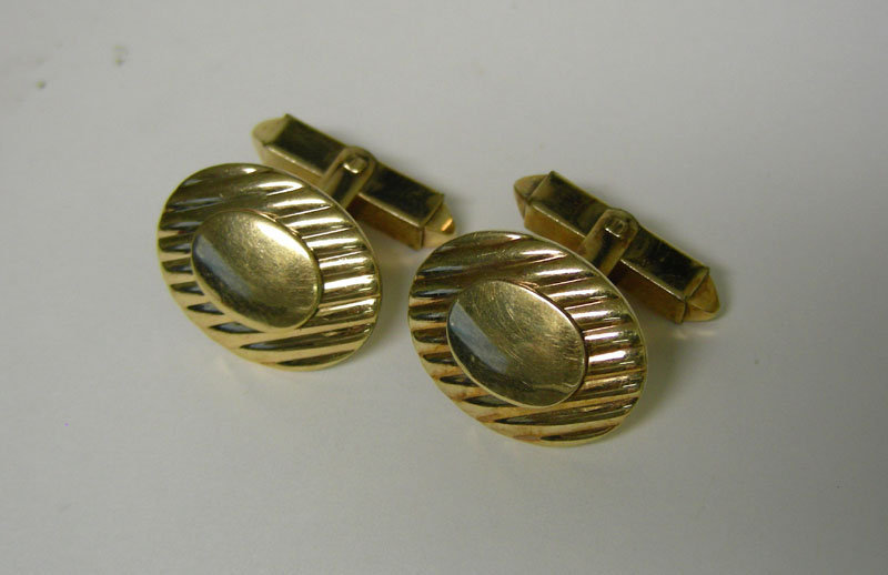 Edwardian Gold Filled Oval Toggle Back 
cufflinks