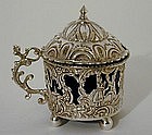 A Dutch Silver Mustard Pot and Spoon