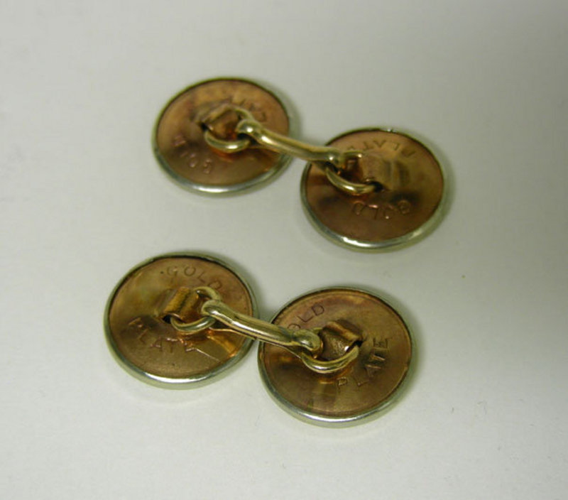 Vintage Abalone And Gold Filled Cufflinks And Stud Set