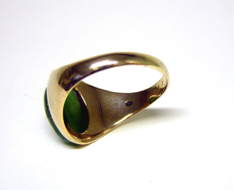 Vintage 14k Gold And Jade Men's Ring