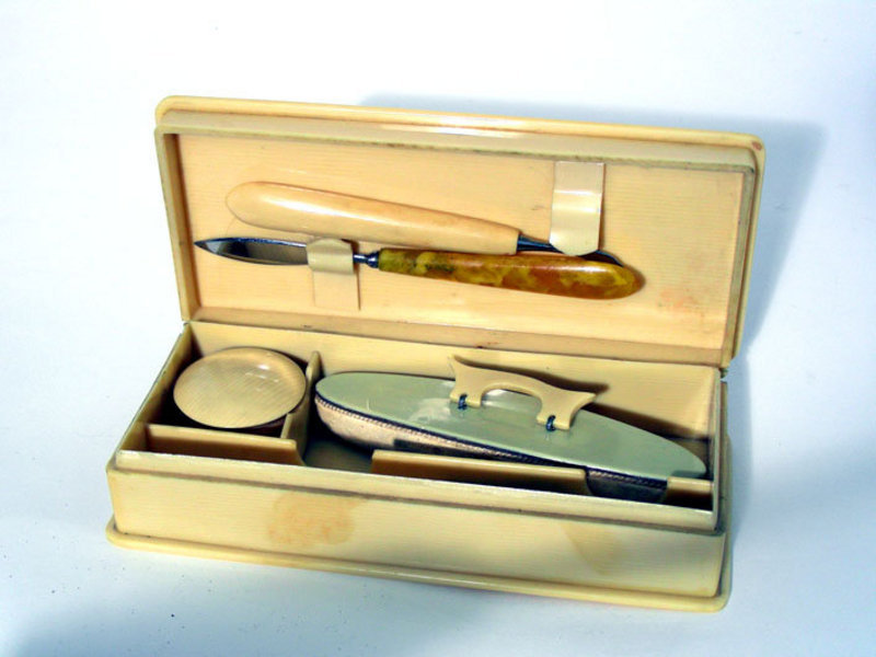 Vintage French Ivory Manicure Grooming 
set