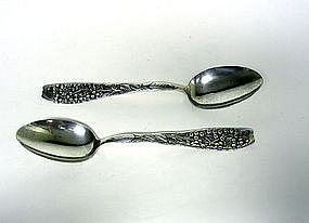Pair Of Silver "berry" Spoons By Whiting, 
ca 1880
