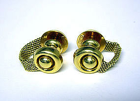 Vintage 18k Gold Mesh Cufflinks By Meister