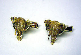 Vintage Gold And Diamond Elephant 
cufflinks