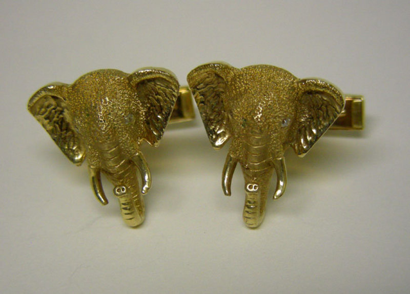 Vintage Gold And Diamond Elephant 
cufflinks