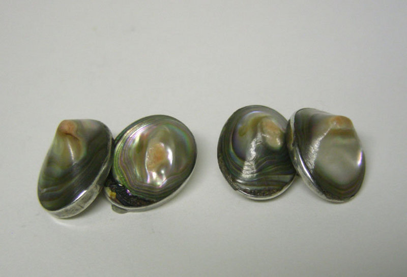 Art Nouveau Abalone Blister Pearl &amp; 
silver Cufflinks