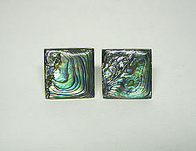 Art Deco Taxco Abalone And Silver 
cufflinks