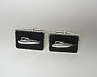 Vintage Sterling Silver & Enamel Yacht 
Cufflink