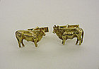 Vintage 14k Yellow Gold Bull-form 
cuff Links