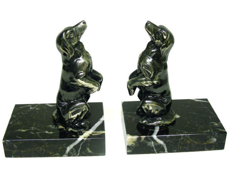 Pair Of Vintage Silverplate Dog 
bookends