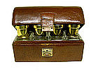 Antique Leather Trunk-form Scent Bottle Case