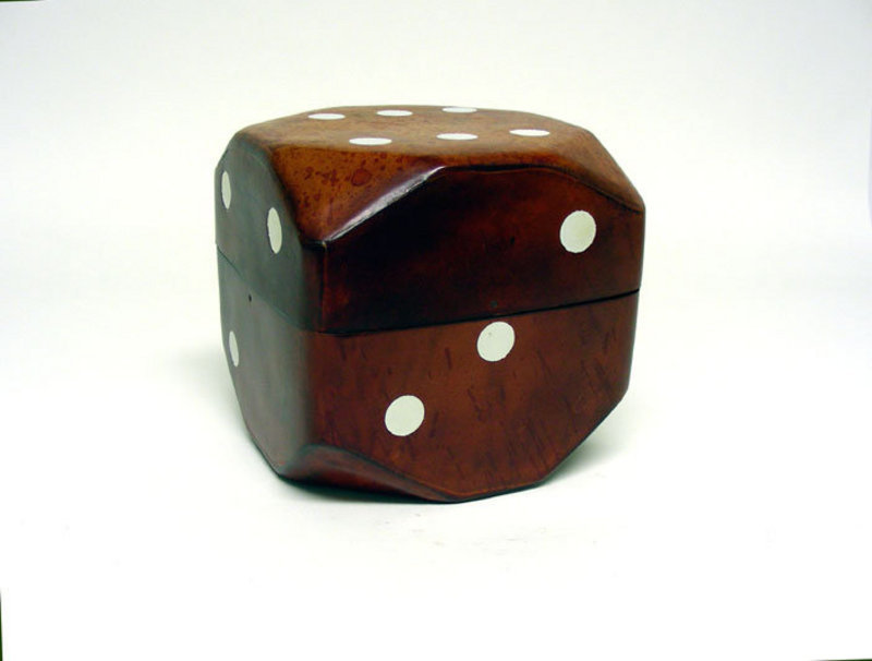 Vintage Leather Dice-form Card Box
