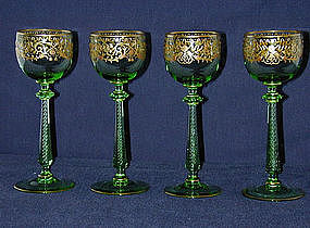 Four Bohemian Wine Goblets By Graff Harrach